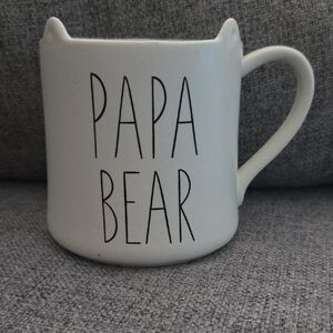 Indigo "Papa Bear" White Ceramic Mug w Ears Mug